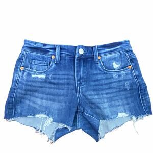 BlankNYC The Astor Cut-Off Raw Hem Denim Short Size 25 Blue Jean Shorts